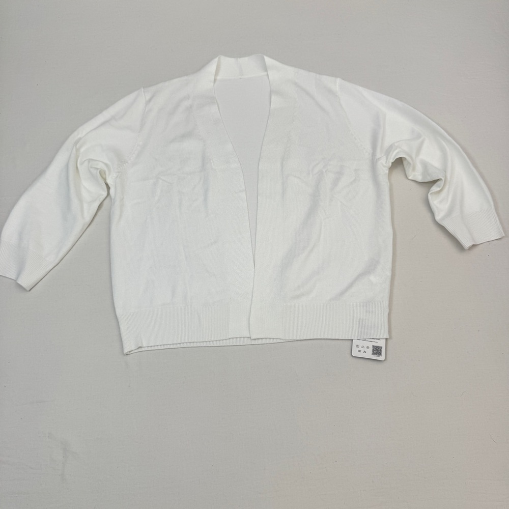 Women's Open-Front White Knit Cardigan